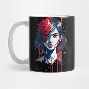 Cute girl with red eyes anime style Mug